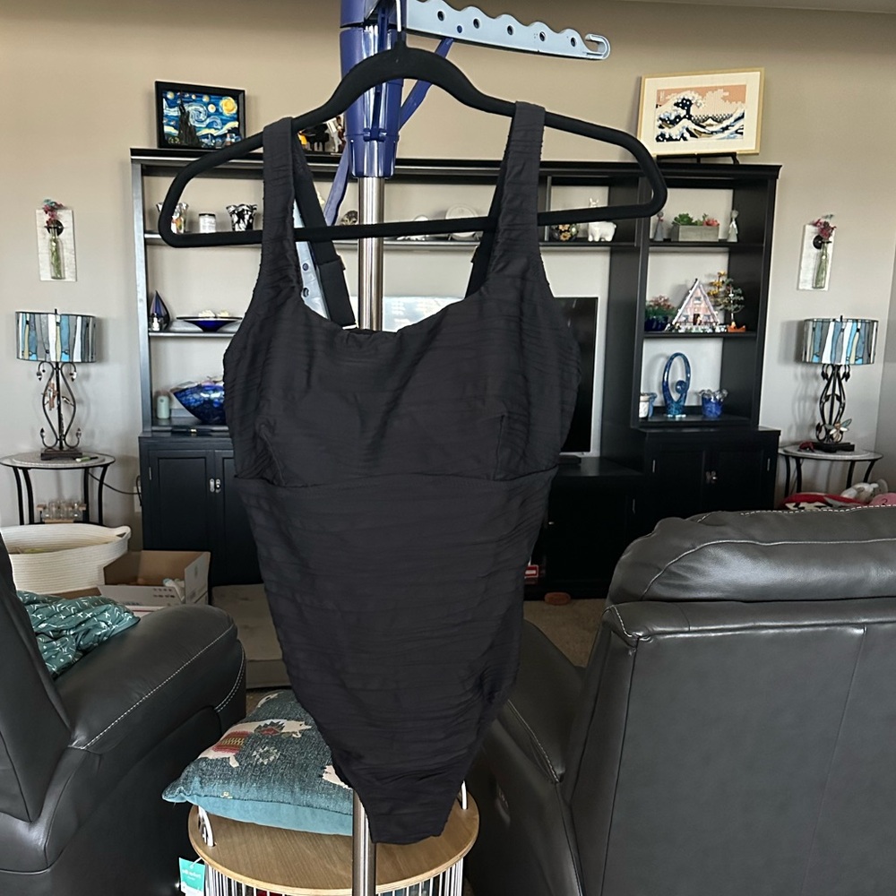 Lands end Black one piece Swimsuit. Like new size 14